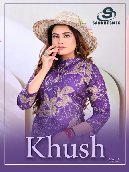 Khush Vol 3 By Sankheswer Vertican Size Combo Kurti With Bottom Wholesale Online